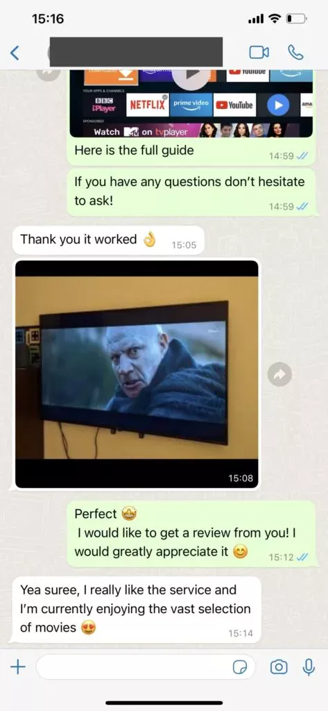 WhatsApp Customer Review